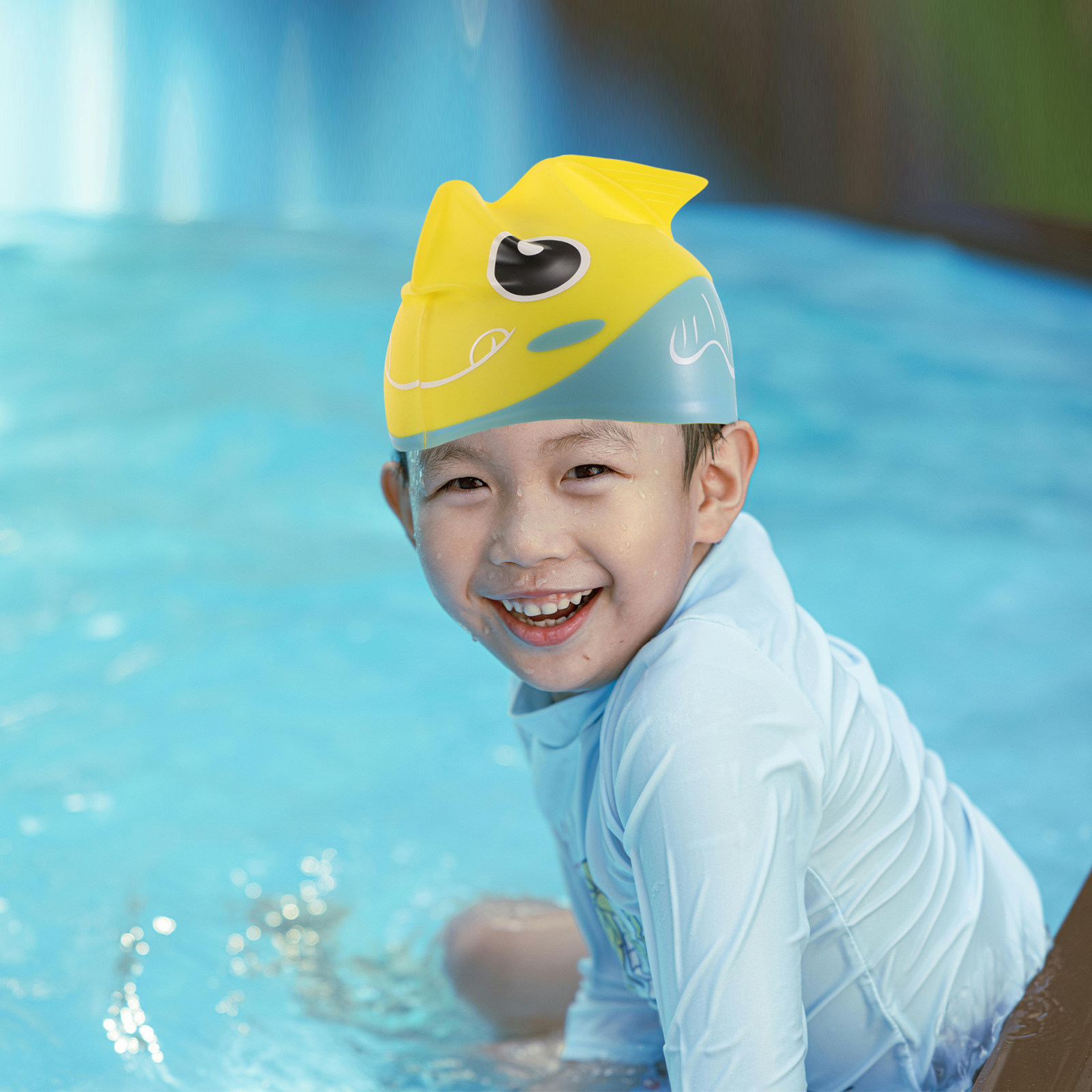 Kids Silicone Swim Cap Cute Fi - Swim Hat Silicone 评论和价格