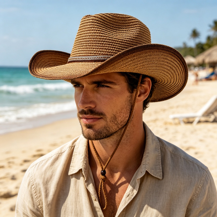 Retro Western Cowboy Gradient  - Cowboy Hat Straw 评论和价格