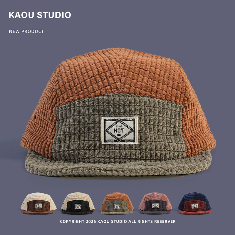 Color Block Patchwork Corduroy - Corduroy Cap 5 Panel 评论和价格